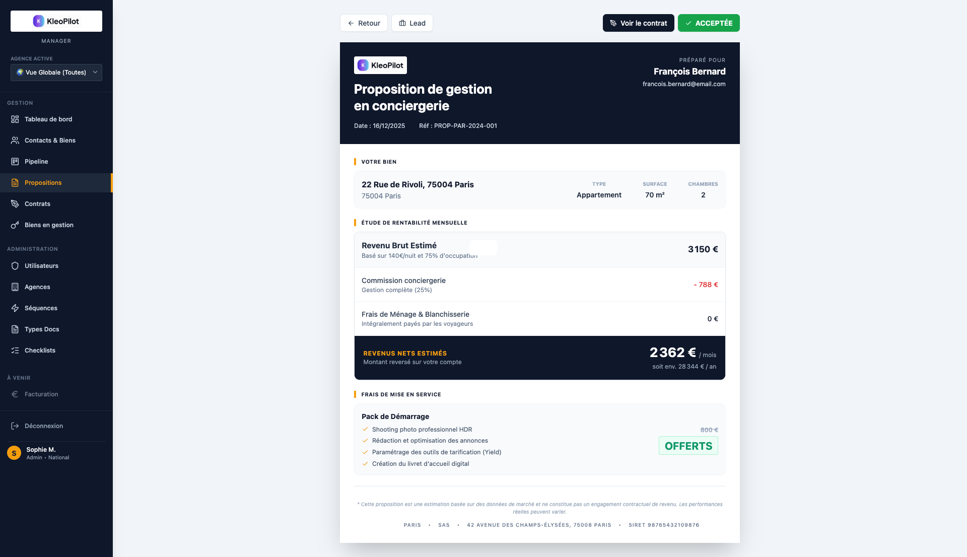 Propositions commerciales - Détail