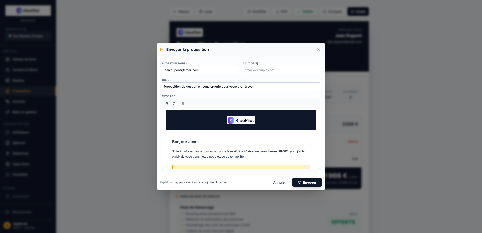 Propositions commerciales - Envoi